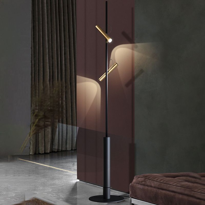 Freja Modern Linear double head Metal Silica Gel Floor Lamp - Cueteks