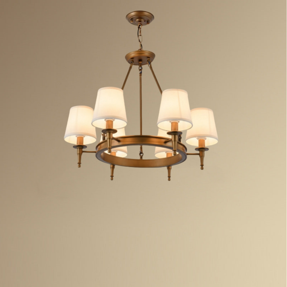 Alessio Vintage Ring Metal/Fabric Chandelier, Black/Copper - Cueteks