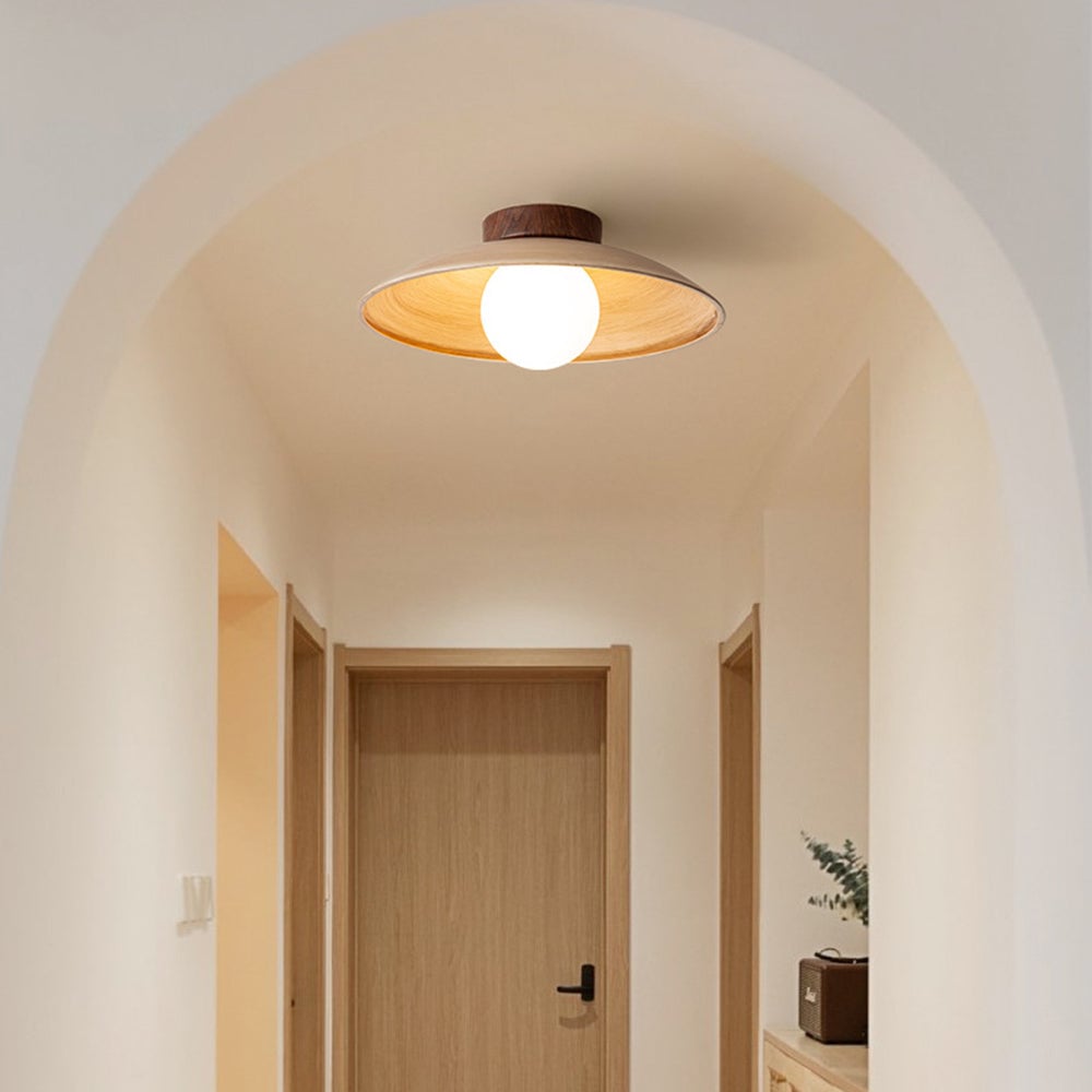 Ozawa Vintage Flush Mount Ceiling Light Wood/Metal/Glass Bar/ Hotels - Cueteks