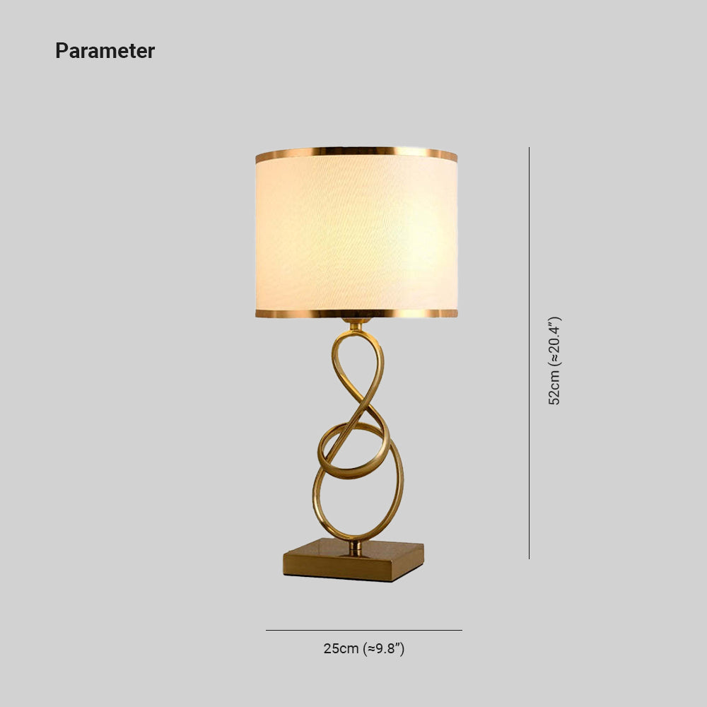 Sano table lamp diagram showing 52 cm height and 25 cm width