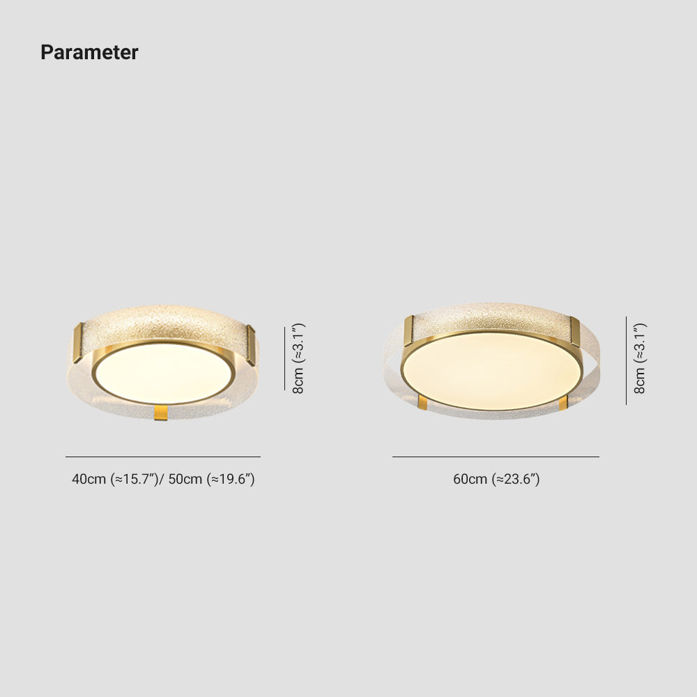 Quinn parameter drawing: 40, 50 or 60 cm diameter, approximately 15.7, 19.6 or 23.6 inches; all 8 cm high, approximately 3.1 inches.