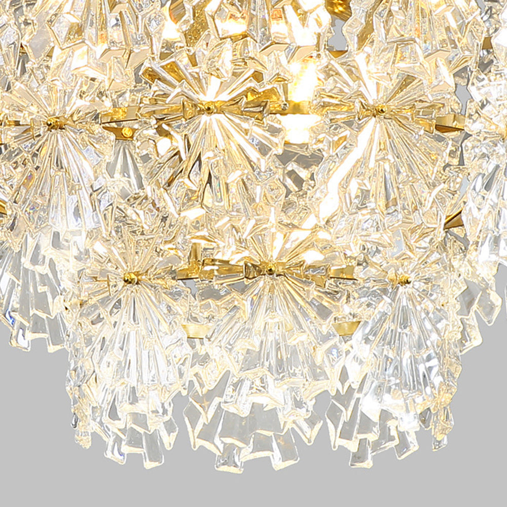 Marilyn Elegant Gold Pendant Light 3 Rings, Metal/Glass - Cueteks