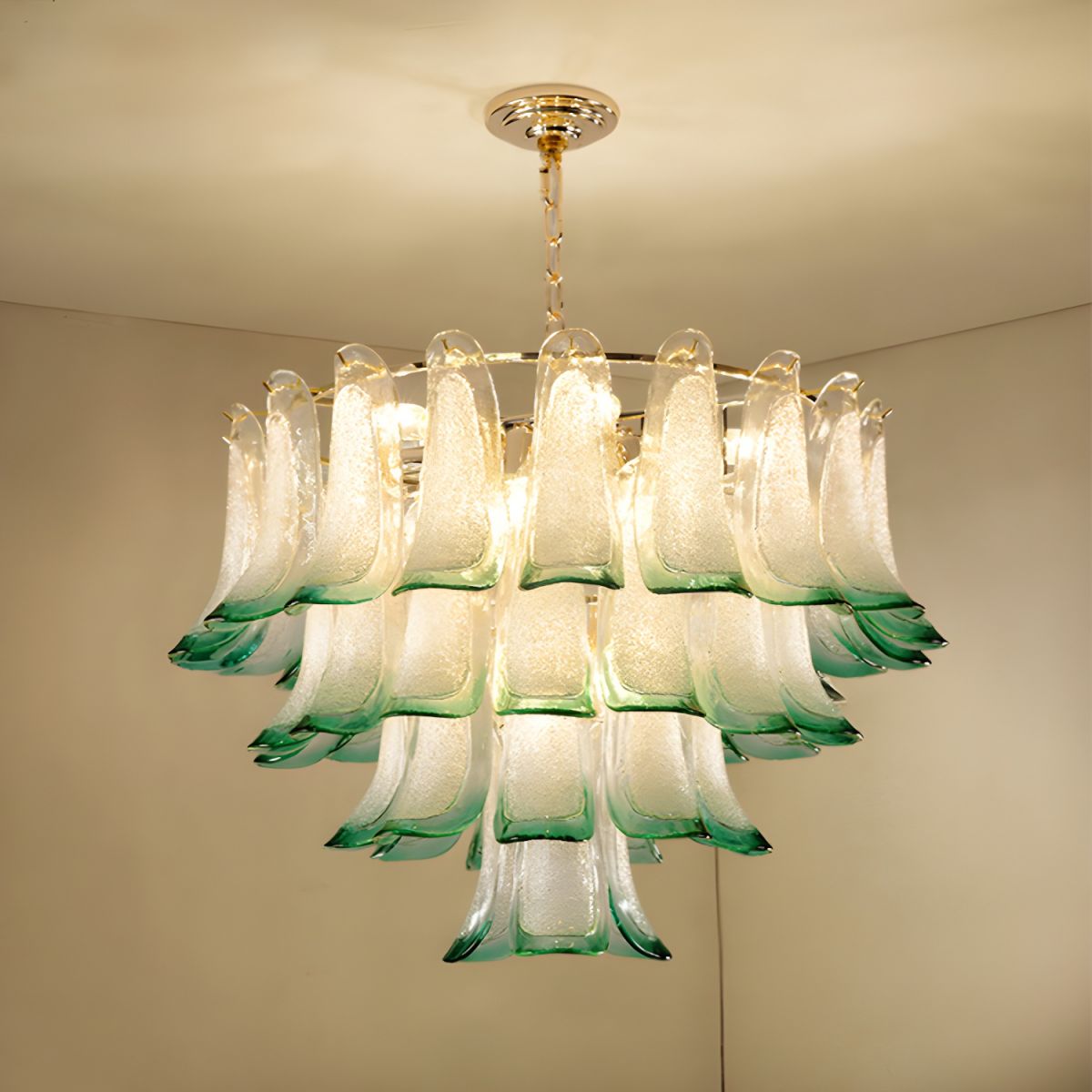 Marilyn Modern 3-Tier Stained Glass Chandelier, Green - Cueteks