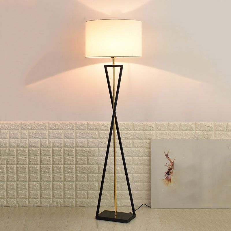 Eryn Retro Cylinder Tripod Metal  Fabric Multi Color Floor Lamp - Cueteks
