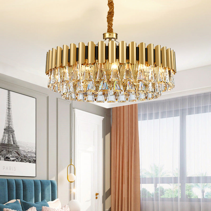 Marilyn Postmodern Nordic Round Gold Crystal Chandelier - Cueteks
