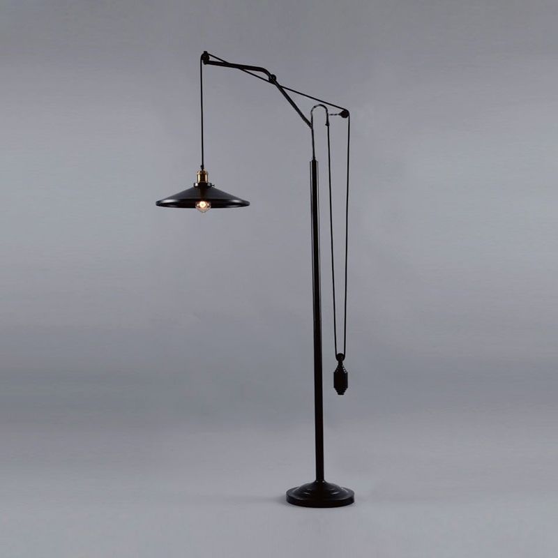 Alessio Modern Flared Shade Metal Floor Lamp, Black - Cueteks