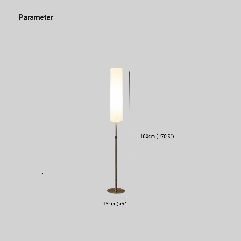 Eryn Minimalist Metal and Fabric Cylindrical White Floor Lamp - Cueteks