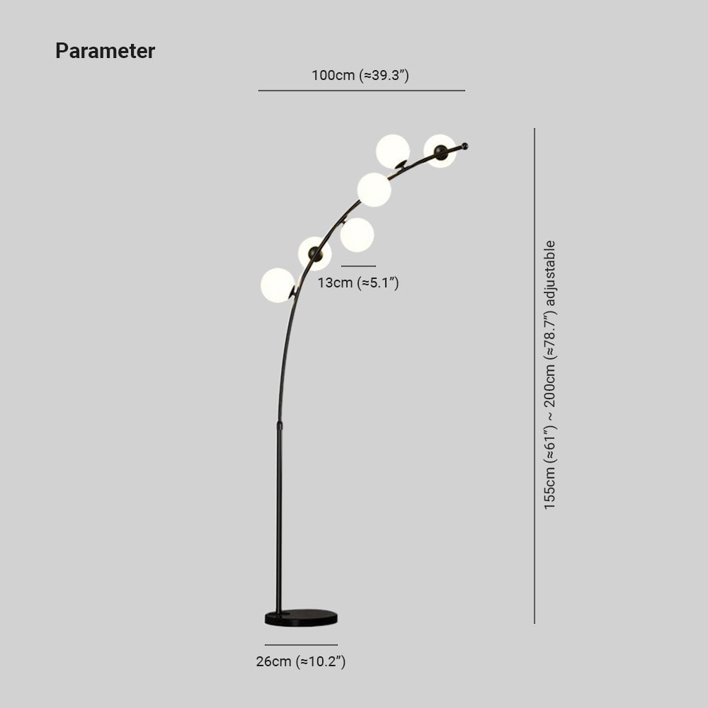 Valentina Modern Arc Multi Head Bubble Floor Lamp Black/Gold - Cueteks