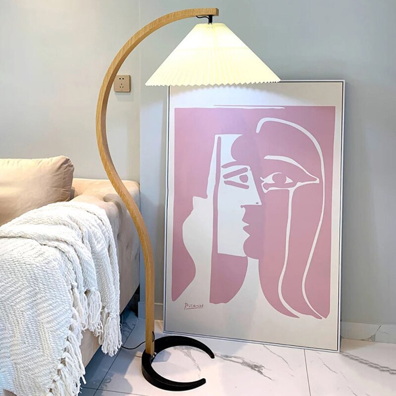 Ozawa Unique LED Beige Floor Lamp Wood/Metal Bedroom/Living Room - Cueteks
