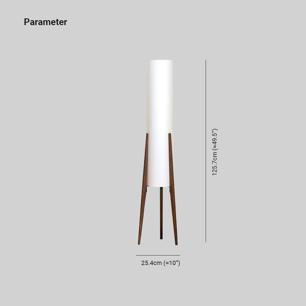 Ozawa Contemporary Cylinder Tripod Wood Glass Floor Lamp, Brown - Cueteks