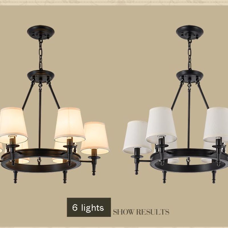 Alessio Vintage Ring Metal/Fabric Chandelier, Black/Copper - Cueteks