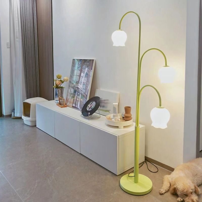 Lily Art Deco Dome Metal Glass Floor Lamp - Cueteks
