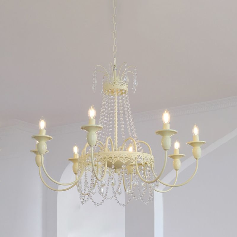 Silva Pendant Light Candle French, Crystal/Metal, White, Bedroom - Cueteks
