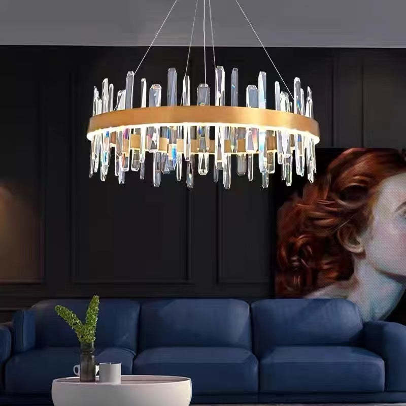 Marylin Modern Crystal Ring Chandelier, Stainless Steel & Crystal - Cueteks