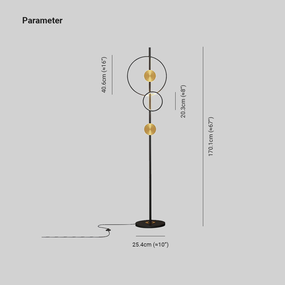 Arisha Modern Ring Design Floor Lamp, Black&Gold - Cueteks