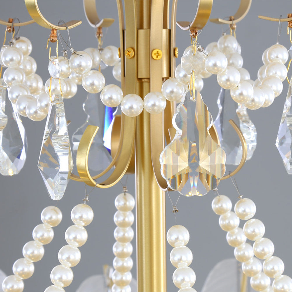Kirsten Elegant Pearl/Glass/Metal Chandelier, White - Cueteks