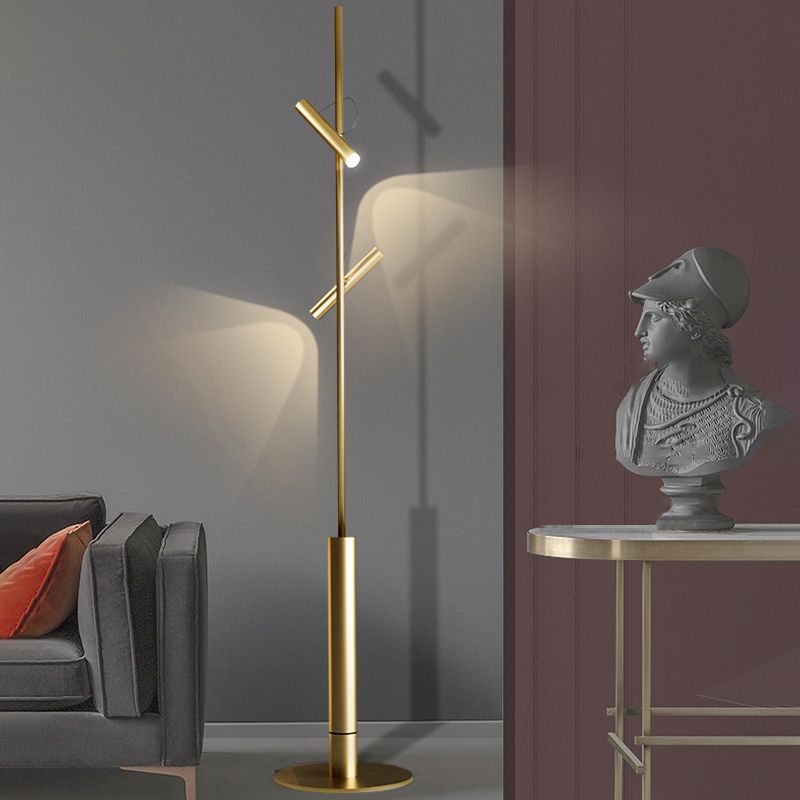 Freja Modern Linear double head Metal Silica Gel Floor Lamp - Cueteks