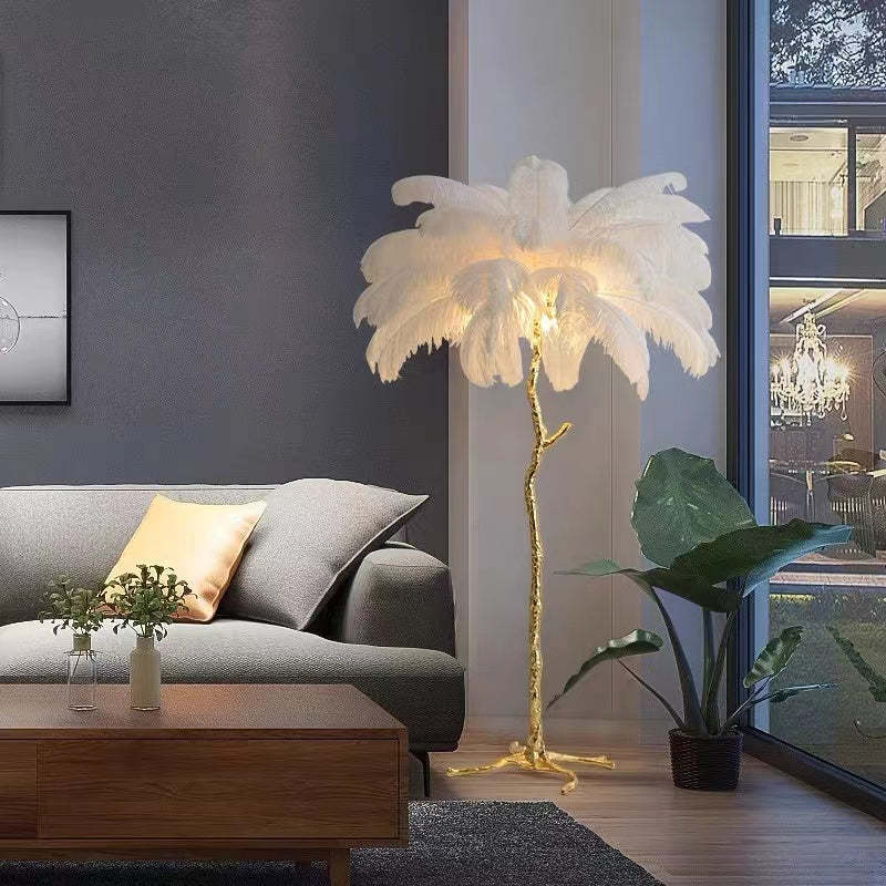 O'Moore Nordic Luxury Unique Ostrich Feather Floor Lamp/Table Lamp - Cueteks