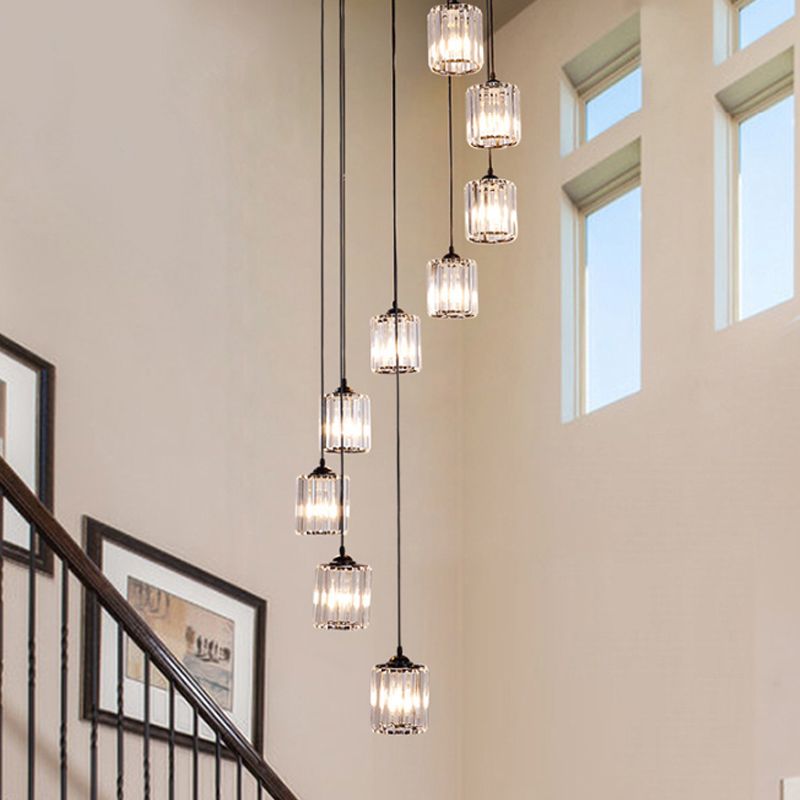 Kristy Modern Minimalist Metal/Glass Chandelier Black Living Room - Cueteks