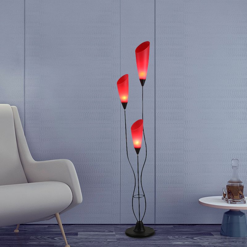 Bella Torchiere Multi Bulb Metal/Acrylic Floor Lamp, Red - Cueteks