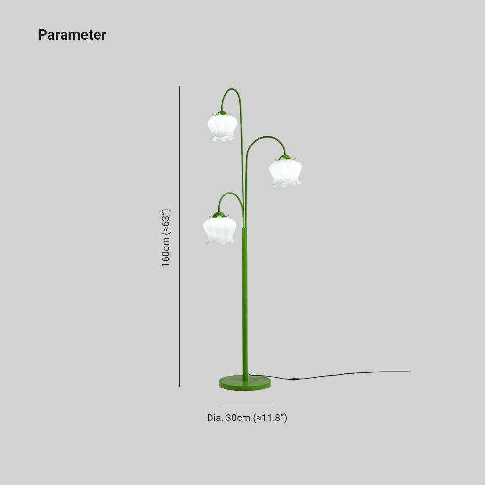 Lily Green Shade Flower Floor Lamp, Metal/Glass, Living Room/Bedroom - Cueteks