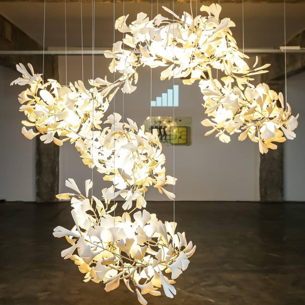Olivia Modern Leaf Chandelier Metal/Ceramic Bedroom/Living Room - Cueteks