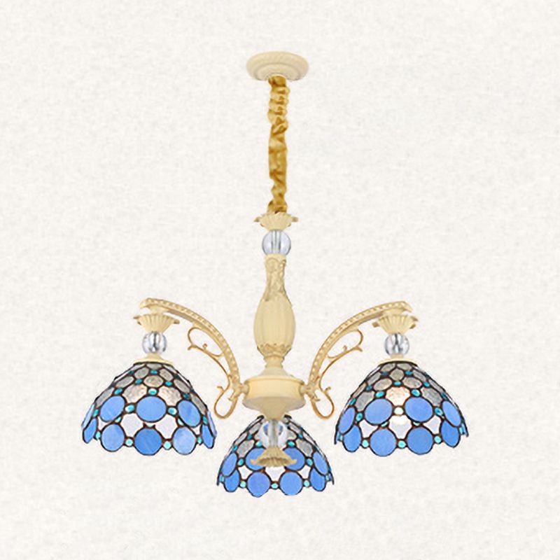 Alessio Mediterranean Branch Glass/Metal Chandelier, Blue - Cueteks