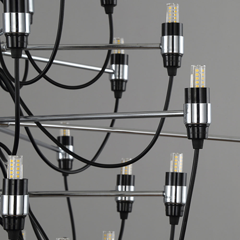 Alessio Retro Linear Metal Chandelier, Black - Cueteks