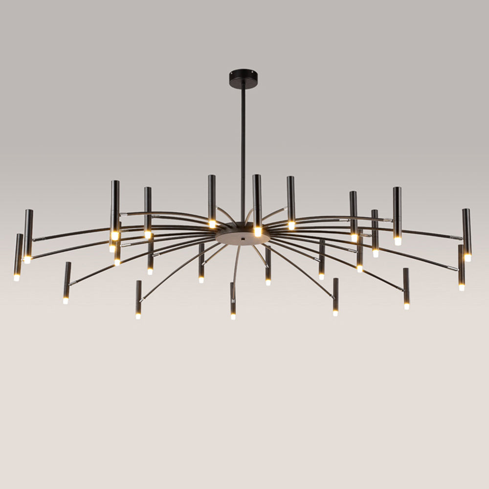Evette Modern Blown Linear Metal Chandelier, White/Black - Cueteks
