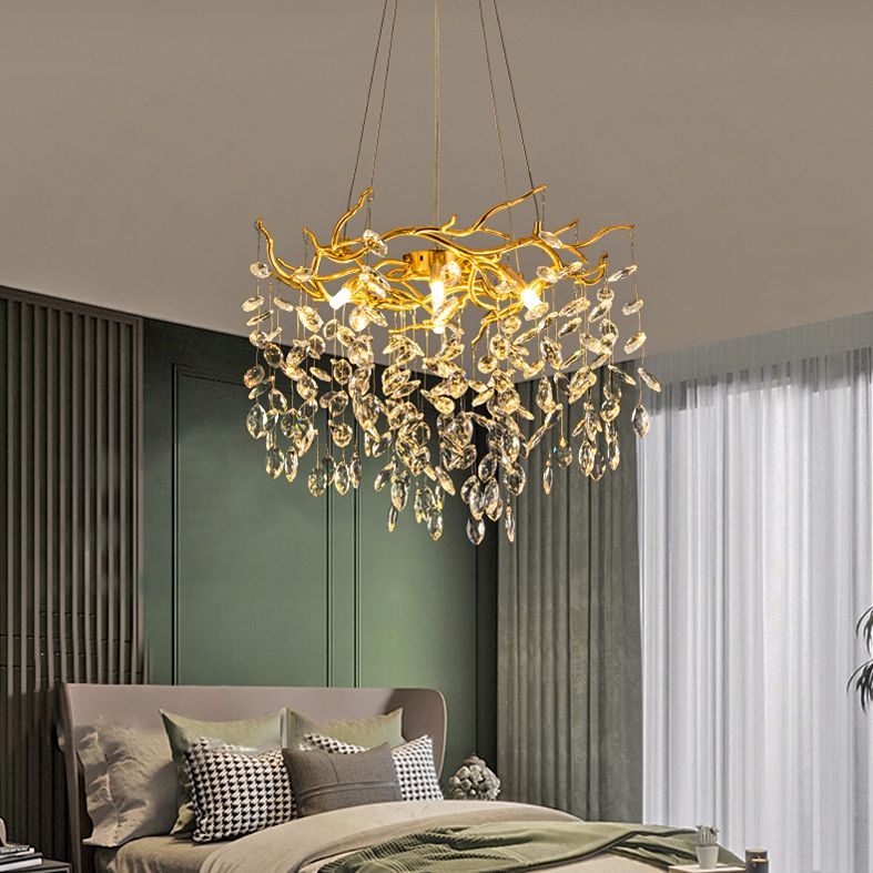 Marilyn Contemporary Gold Glass Crystal Chandelier - Cueteks