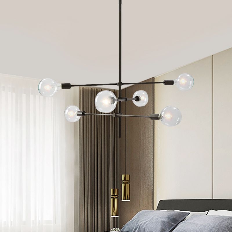 Valentina Modern Globe Metal/Glass Chandelier, Black/Gold - Cueteks