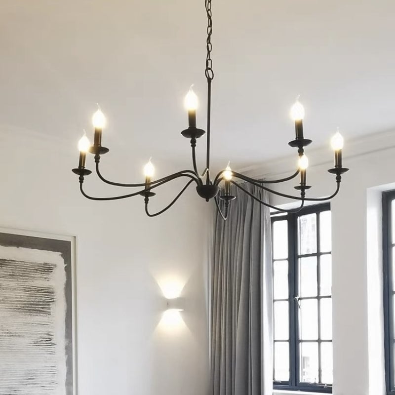 Silva Retro Vintage Candle Metal Chandelier, Black/Gold - Cueteks