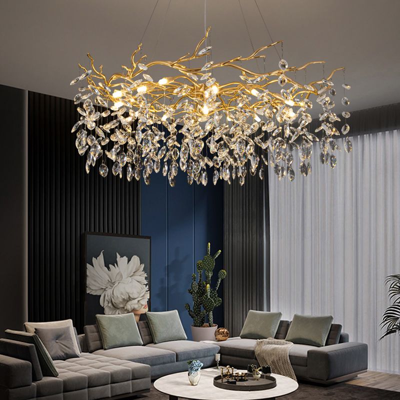 Marilyn Contemporary Gold Glass Crystal Chandelier - Cueteks
