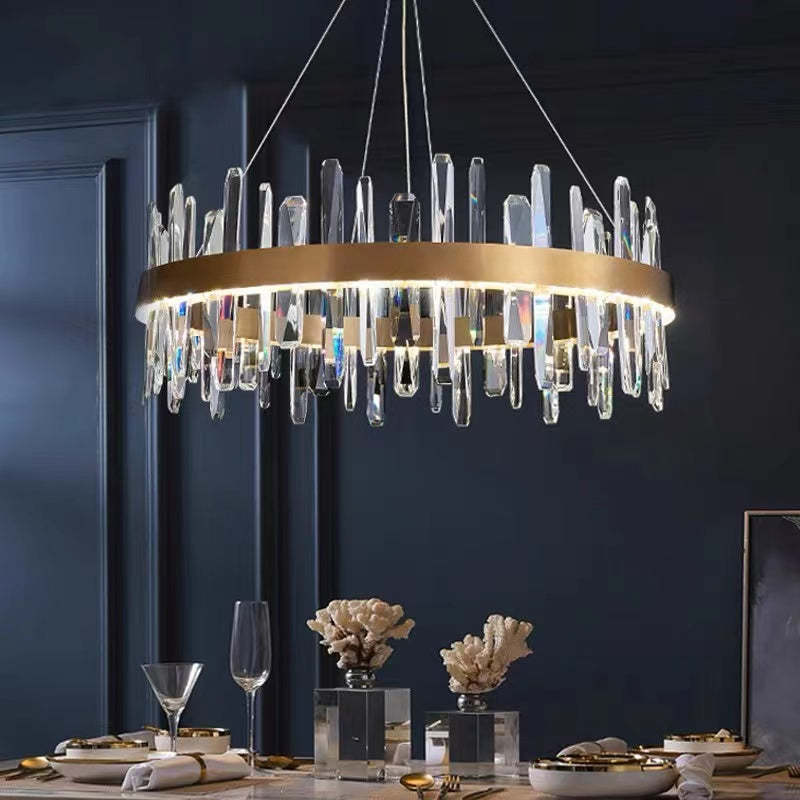 Marylin Modern Crystal Ring Chandelier, Stainless Steel & Crystal - Cueteks
