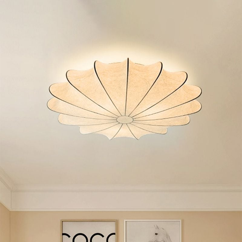 Renée Modern Elagant Round Metal/Fabric Flush Mount Ceiling Light, White - Cueteks