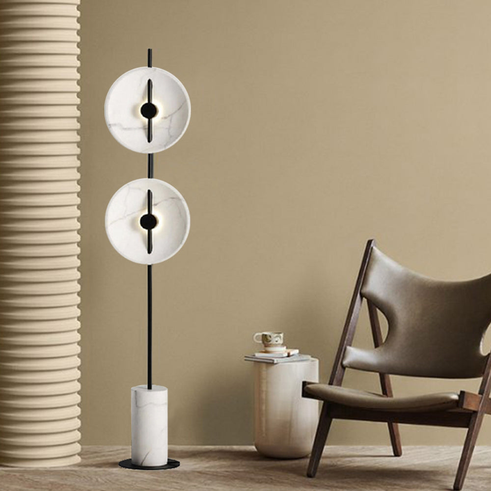 Salgado Modern Nordic Round Marble/Metal  Floor Lamp, White - Cueteks
