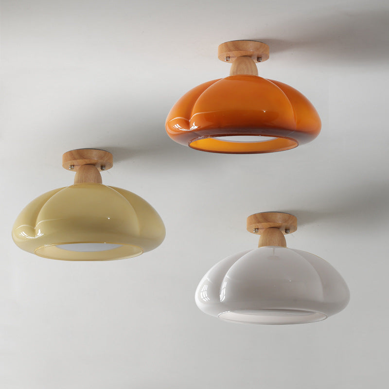 Hailie Modern LED Pumpkin Creativity Ceiling Light Glass Wood Aisle/Hallway/Bedroom/Living Room - Cueteks