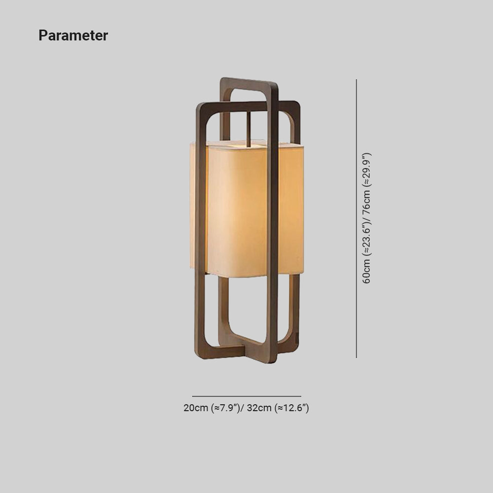 Ozawa Retro Rectangular Wood Fabric Floor Lamp - Cueteks