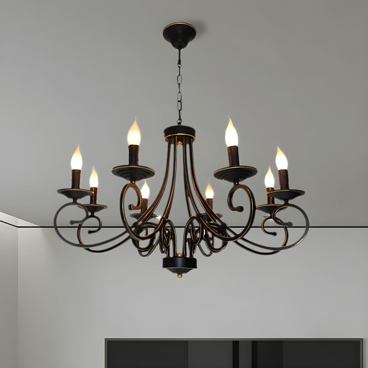 Silva Vintage Mental Candle Chandelier, Black - Cueteks