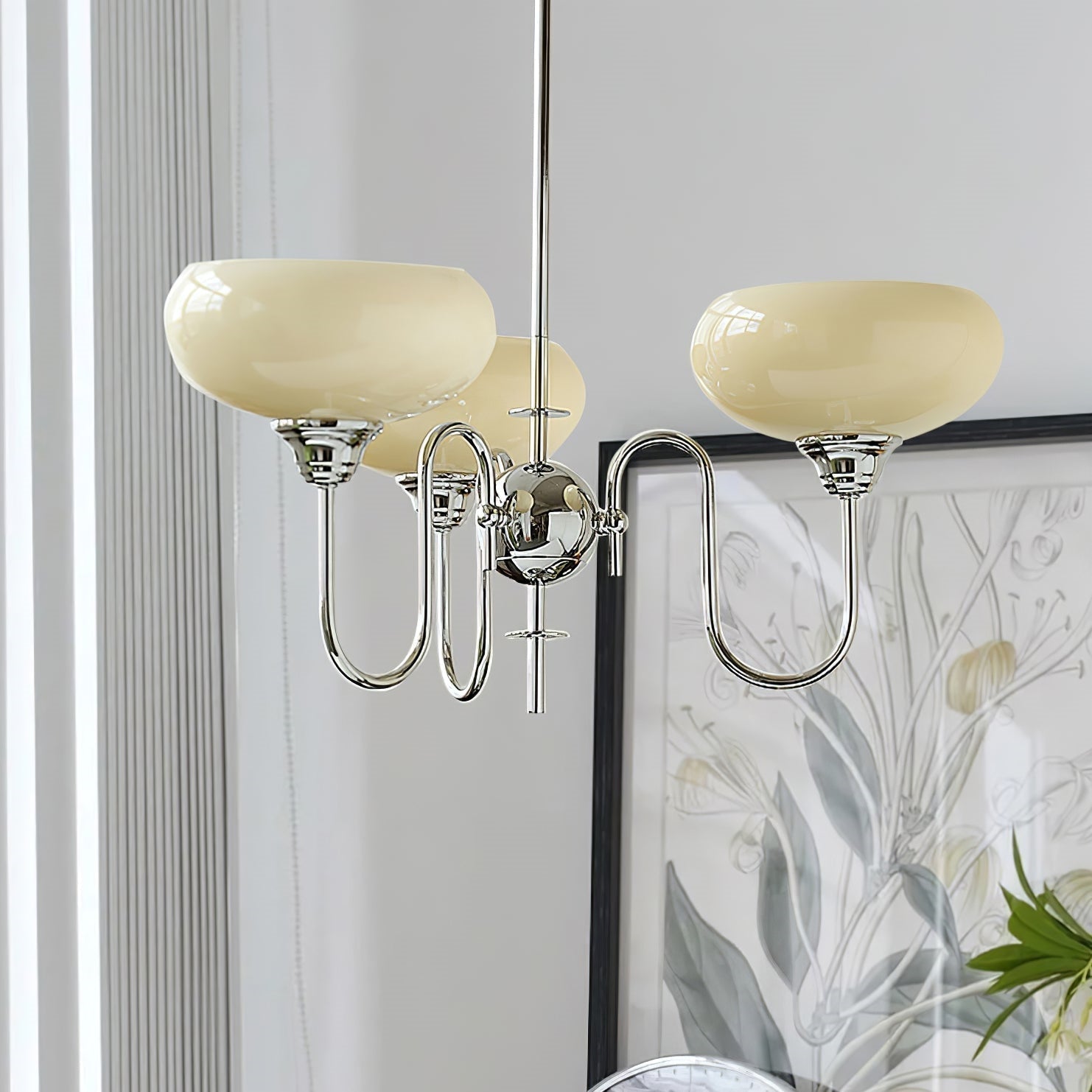 Morandi Modern Kitchen Island Bubble Globe Glass Chandelier, White/Beige - Cueteks