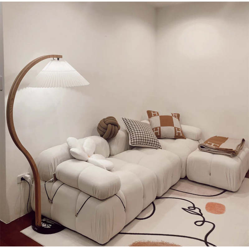 Ozawa Unique LED Beige Floor Lamp Wood/Metal Bedroom/Living Room - Cueteks