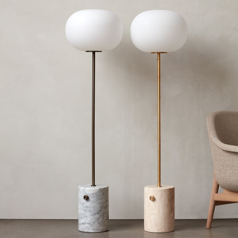 Valentina Modern Globe Metal Marble Floor Lamp, Black/Brass - Cueteks