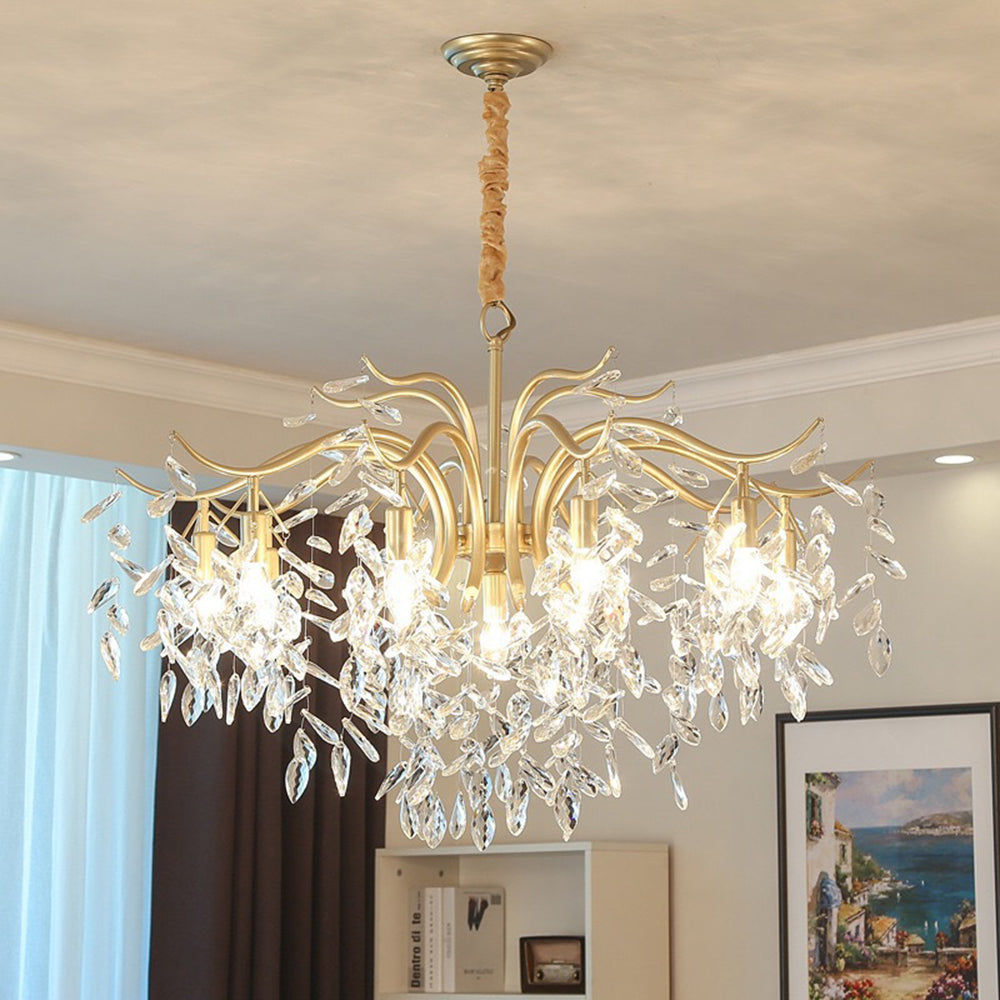 Marilyn Modern Crystal Metal Luxury Chandelier Black Gold Living Room - Cueteks