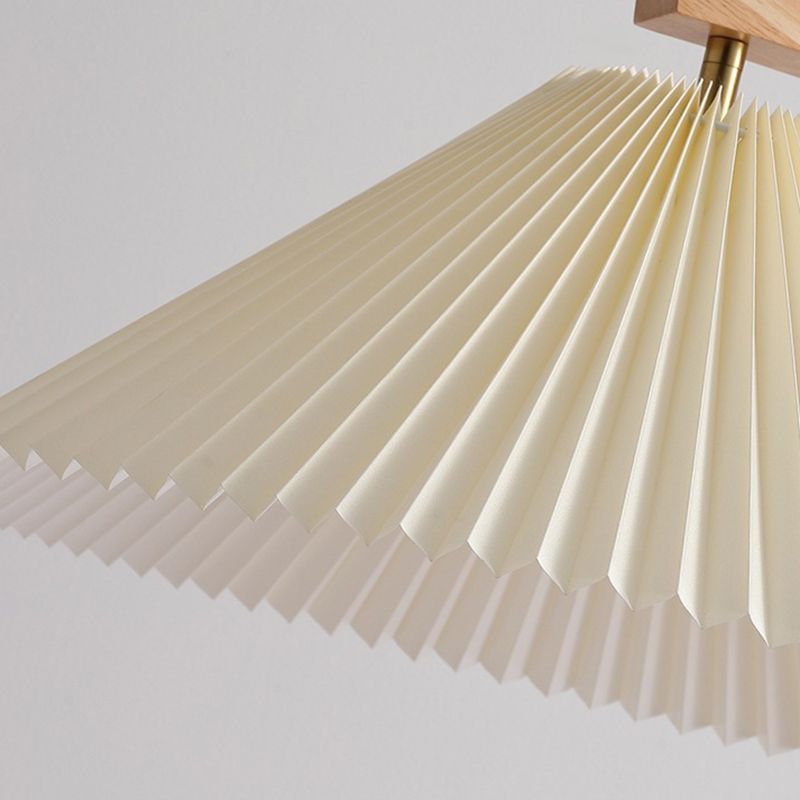 Ozawa Modern Pleated Wood Fabric Bedside Table Floor Lamp - Cueteks