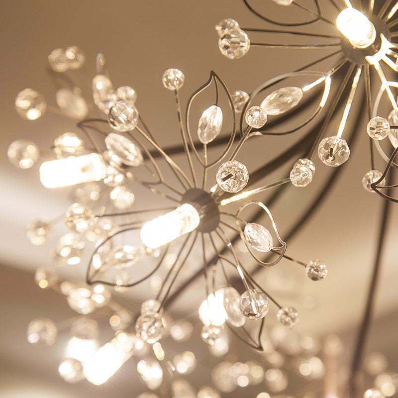 Lily Modern Art Deco Crystal Sputnik Chandelier, Black/Gold - Cueteks