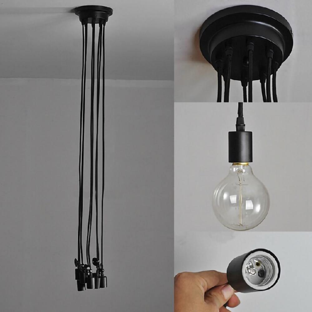 Alessio Retro Country LED Spider Chandelier, Black/White - Cueteks