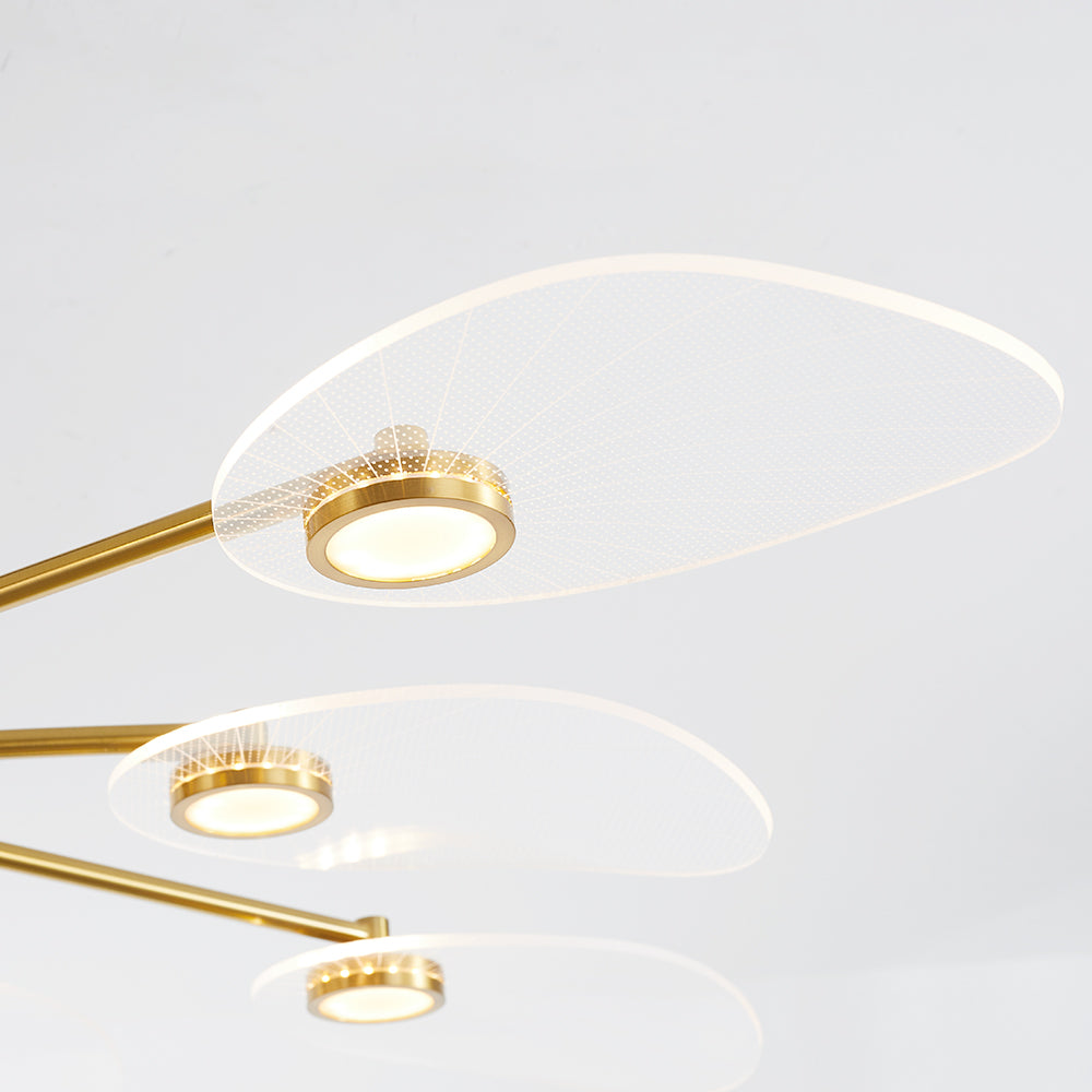 Carins Art Deco Leaf Metal/Acrylic Chandelier, Gold - Cueteks