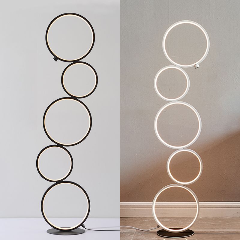 Arisha Nordic Modern Ring Floor Lamp, Black/White - Cueteks