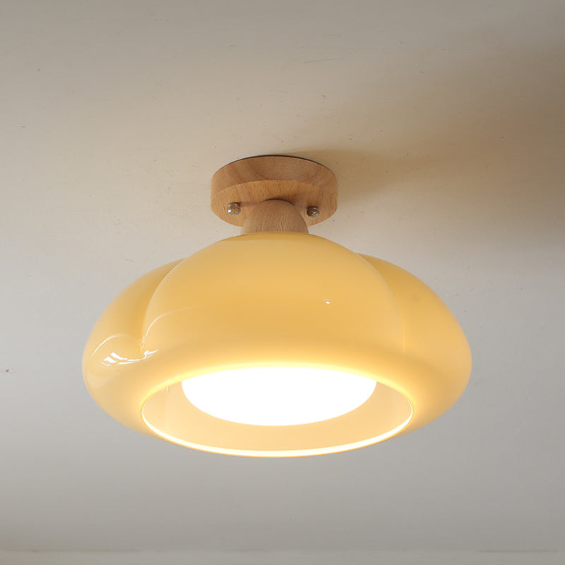 Hailie Modern LED Pumpkin Creativity Ceiling Light Glass Wood Aisle/Hallway/Bedroom/Living Room - Cueteks