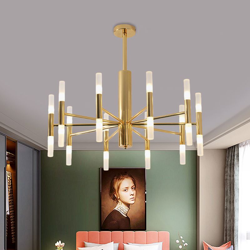 Marilyn Modern Cylindrical Metal Chandelier, Gold - Cueteks